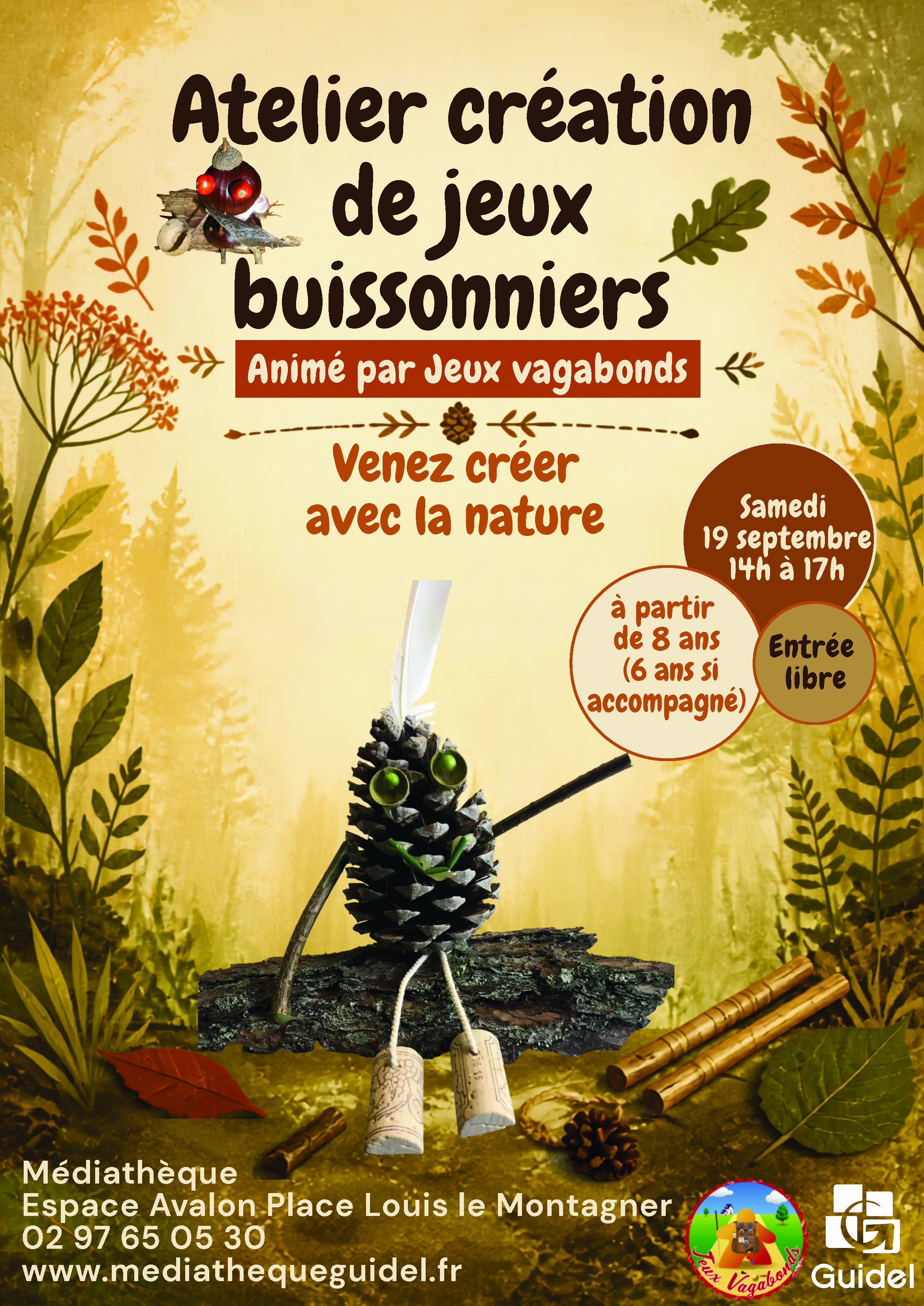 Atelier création de jeux buissonniers samedi 19 septembre de 14h à 17h à la Médiathèque