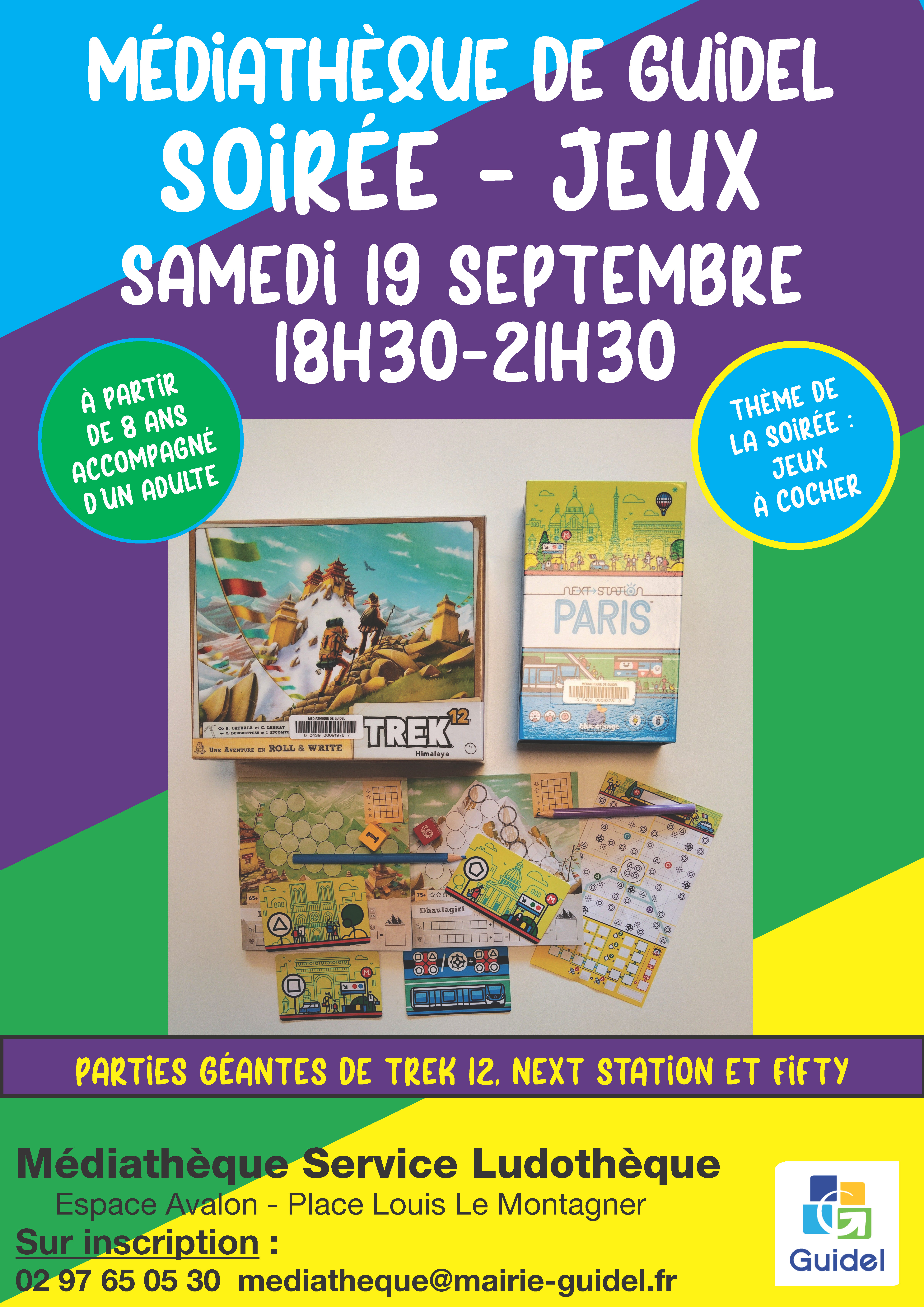 Affiche soirée jeux à la mediathèque