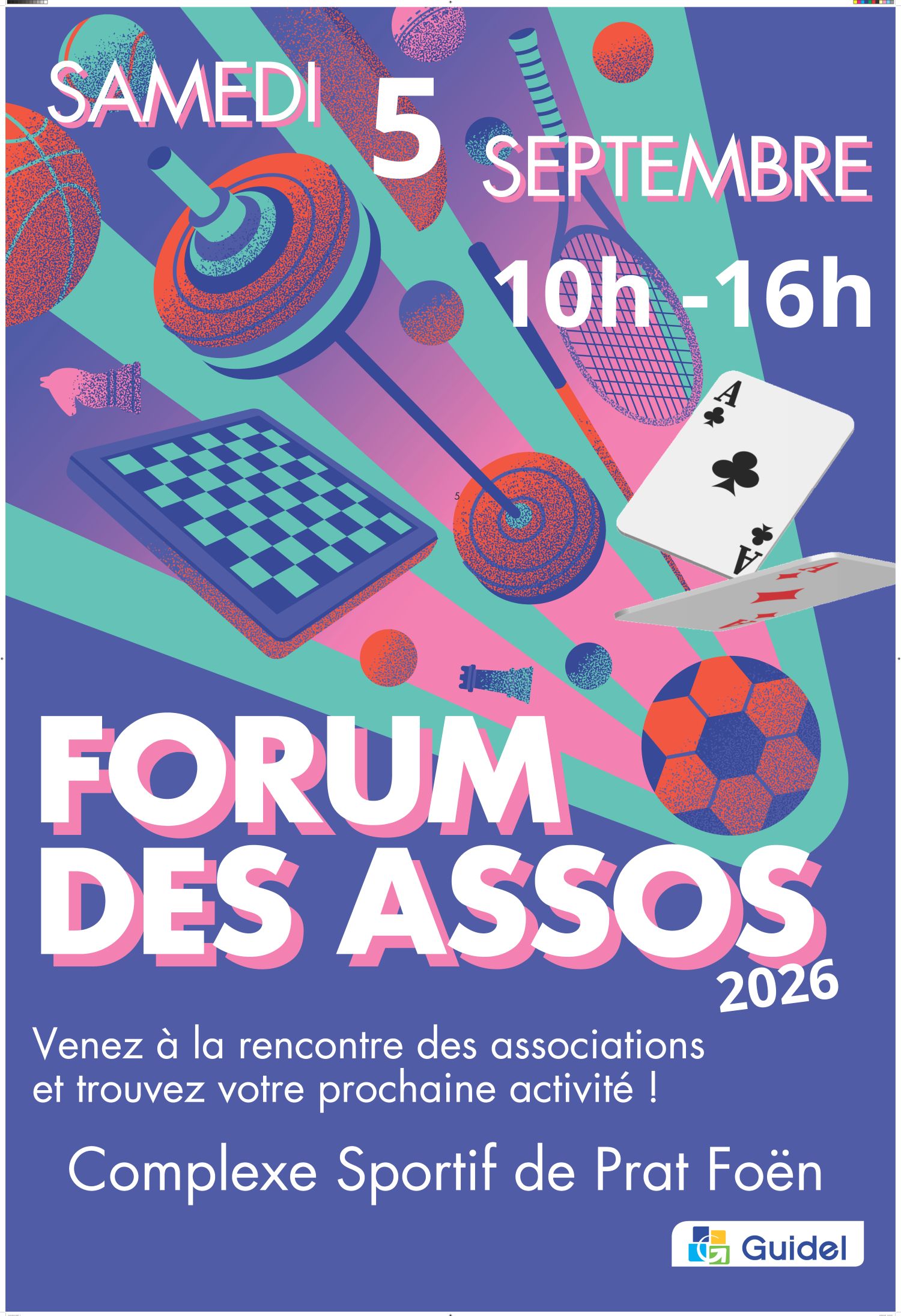 Affiche Forum des associations le samedi 5 septembre de 10h à 16h au complexe sportif de Prat FoËn